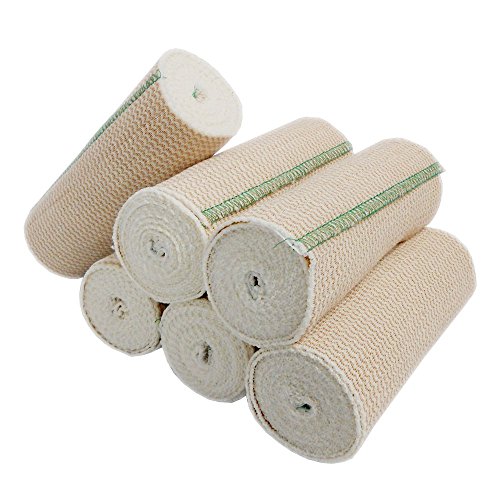 Product Cover SPA SLENDER Body Wrap Elastic Bandages, Durable, Washable. Latex Free, Great for Sports Injuries and Compresses. 6 inches x 15 feet Stretched (6 Pack) Quantity