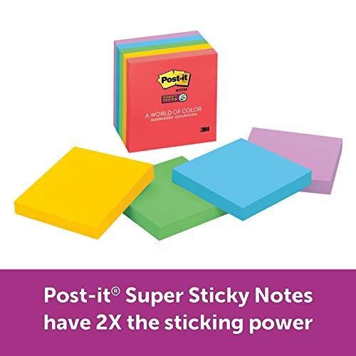 Product Cover Post-it Super Sticky Notes, 3 x 3-Inches, Assorted Neon Colors, 5-Pads/Pack