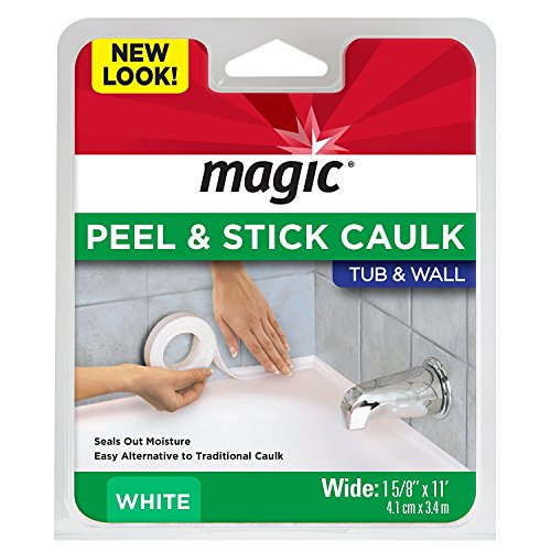 Product Cover Magic Tub and Wall Peel and Caulk Strip - Create a Tight Seal Between the Bathtub and Wall to Keep Moisture Out - 1-5/8 Inch by 11 Feet - White