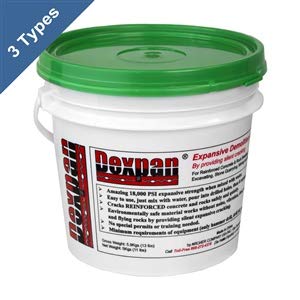 Product Cover Dexpan Expansive Demolition Grout 11 Lb. Bucket for Rock Breaking, Concrete Cutting, Excavating. Alternative to Demolition Jack Hammer Breaker, Jackhammer, Concrete Saw, Rock Drill (#2 (50F-77F))