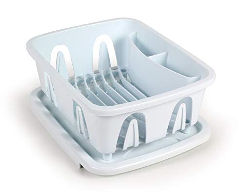 Product Cover Camco Durable Mini Dish Drainer Rack and Tray Perfect for RV Sinks, Marine Sinks, and Compact Kitchen Sinks- White (43511)