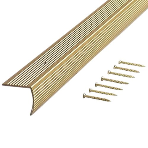 Product Cover M-D Building Products 79103 Fluted 1-1/8-Inch by 1-1/8-Inch by 72-Inch Stair Edging, Satin Brass