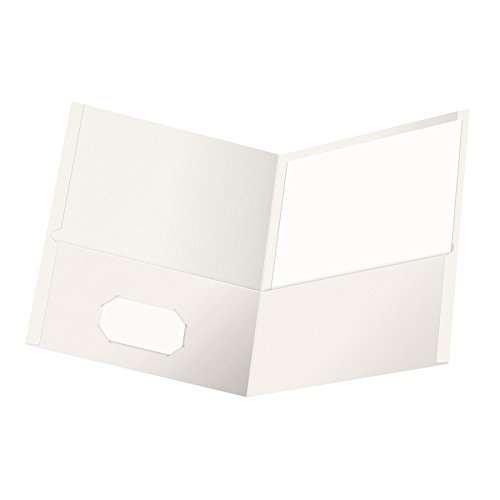 Product Cover Oxford Twin-Pocket Folders, Textured Paper, Letter Size, White, Holds 100 Sheets, Box of 25 (57504EE)