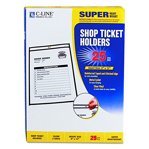 Product Cover C-Line Stitched Shop Ticket Holders, Both Sides Clear, 9 x 12 Inches, 25 per Box (46912)