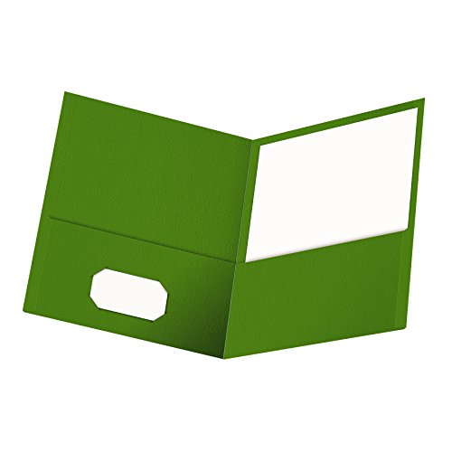 Product Cover Oxford Twin-Pocket Folders, Textured Paper, Letter Size, Green, Holds 100 Sheets, Box of 25 (57503EE)