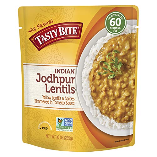 Product Cover Tasty Bite Indian Entree Jodhpur Lentils 10 Ounce (Pack of 6), Fully Cooked Indian Entrée with Yellow Lentils and Spices in a Tomato Sauce, Vegan, Gluten Free, Microwaveable, Ready to Eat