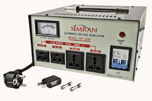 Product Cover Simran AR-3000 Power Converter Regulator Stabilizer Voltage Transformer, 3000 WATT, Grey