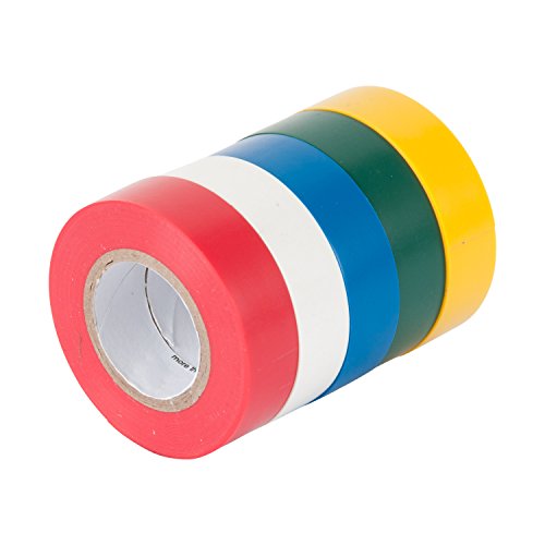 Product Cover Gardner Bender GTPC-550 Electrical Tape, ½ in x 20 ft., Durable, Easy-Wrap, Flame Retardant, 5 Pk, Red, White, Blue, Green, Yellow