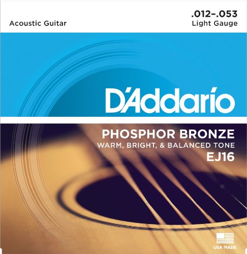 Product Cover D'Addario EJ16 Phosphor Bronze Acoustic Guitar Strings, Light, 12-53