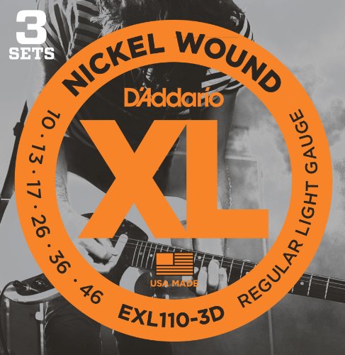 Product Cover D'Addario EXL110-3D Nickel Wound Electric Guitar Strings, Regular Light, 10-46, 3 Sets