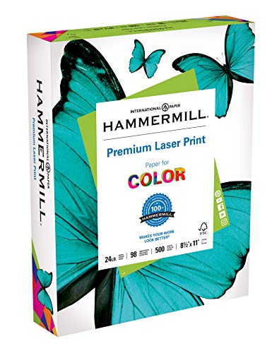 Product Cover Hammermill Paper, Premium Laser Print Paper, 8.5 x 11 Paper, Letter Size, 24lb Paper, 98 Bright, 1 Ream / 500 Sheets (104604R) Acid Free Paper