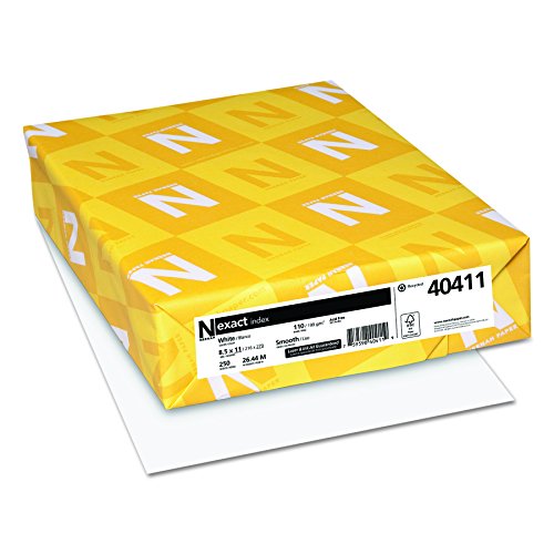Product Cover Wausau Paper Index Card Stock, 92 Brightness, 110 lb, Letter, White, 250 Sheets per Pack (49411)