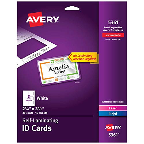 Product Cover Avery Self Laminating Cards, Printable, 2-1/4