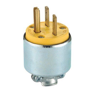 Product Cover Leviton 615PA 000-000 Straight Blade Electric Plug, 250 V, 15 A, 2 P, 3 W, Steel