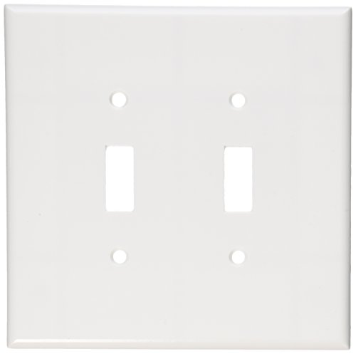 Product Cover Leviton 88109 001-000 2-Toggle Oversized Wall Plate, 2 Gang, 5-1/4 in L X 5.31 in W 0.255 in T, Smooth, 1-Pack, White