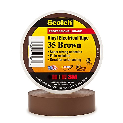 Product Cover Scotch Vinyl Color Coding Electrical Tape 35, 3/4 in x 66 ft, Brown