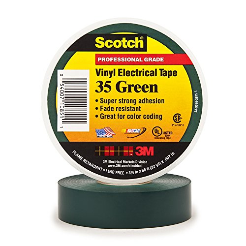 Product Cover Scotch Vinyl Color Coding Electrical Tape 35, 3/4 in x 66 ft, Green