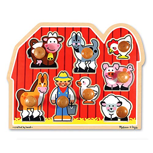 Product Cover Melissa & Doug Large Farm Jumbo Knob Puzzle (Colorful Farm Artwork, Extra-Thick Wooden Construction, 8 Pieces, 1.5
