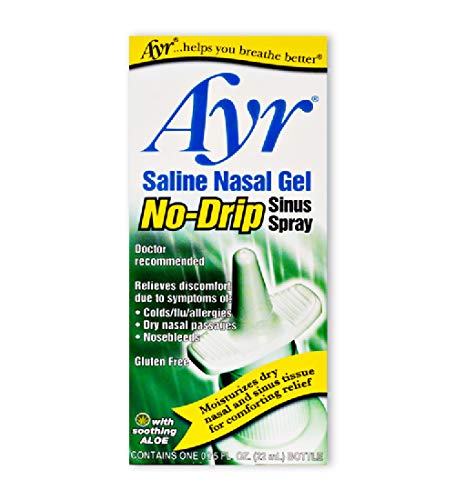 Product Cover Ayr Saline Nasal Gel No-drip Sinus Spray With Soothing Aloe Vera, 0.75 Ounce Spray Bottle