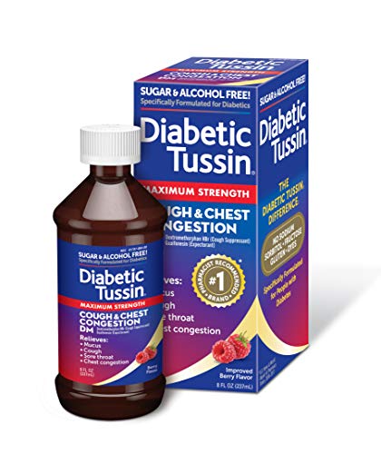 Product Cover Diabetic Tussin DM Maximum Strength Cough amd Chest Congestion Relief Liquid Cough Syrup, Safe for Diabetics, Berry Flavored, 8 Fluid Ounce