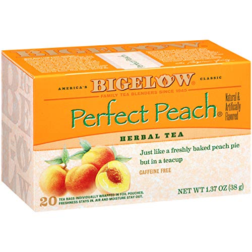 Product Cover Bigelow Perfect Peach Herbal Tea 20 Bags (Pack of 6), 120 Tea Bags Total.  Caffeine-Free Individual Herbal Tisane Bags, for Hot Tea or Iced Tea, Drink Plain or Sweetened with Honey or Sugar