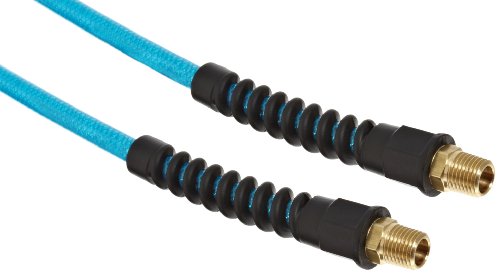 Product Cover Coilhose Pneumatics PFE40504T Flexeel Reinforced Polyurethane Air Hose, 1/4-Inch ID, 50-Foot Length with (2) 1/4-Inch MPT Reusable Strain Relief Fittings, Transparent Blue