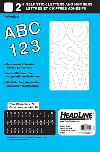 Product Cover Headline Sign - Stick-On Vinyl Letters and Numbers, Permanent and Waterproof, Indoor and Outdoor Use, White, 2-Inch (31212)