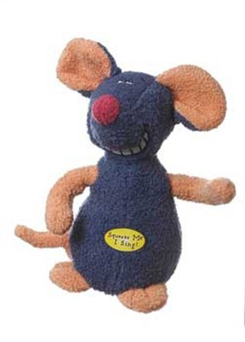 Product Cover Multipet Deedle Dude 8-Inch Singing Mouse Plush Dog Toy, Blue