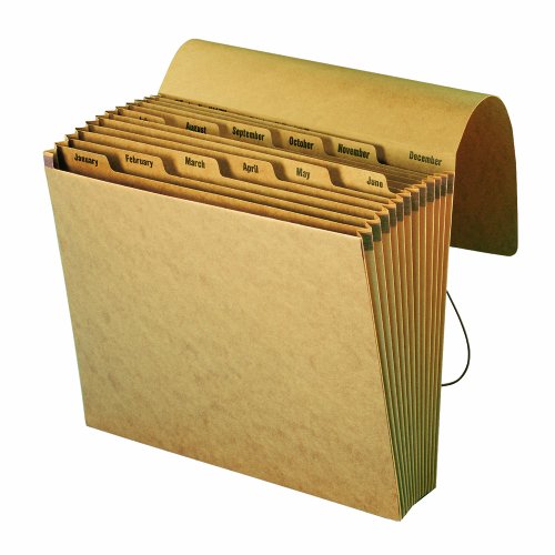 Product Cover Smead Expanding File with Flap and Cord Closure, 12 Pockets, Monthly (Jan-Dec), Letter Size, Kraft (70186)