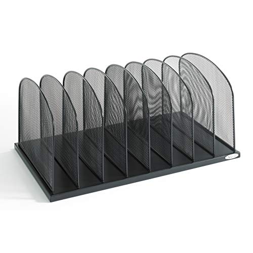 Product Cover Safco Products Onyx Mesh 8 Sort Vertical Desktop Organizer 3253BL, Black Powder Coat Finish, Durable Steel Mesh Construction, Eco-Friendly