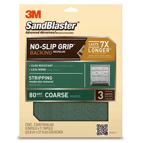 Product Cover 3M SandBlaster Paint Stripping Sandpaper Sheets, 80-Grit, 9-Inch by 11-Inch