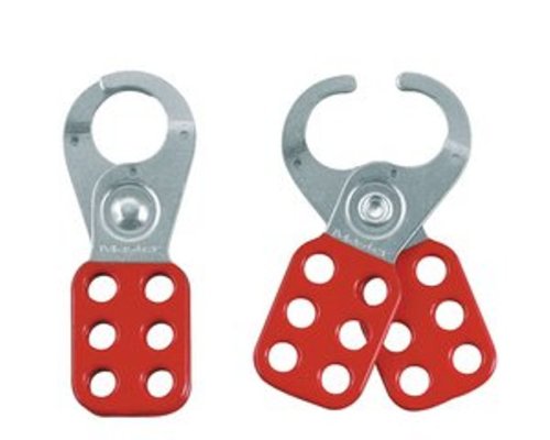 Product Cover Master Lock Lockout Tagout Hasp, Vinyl Coated Steel Hasp, 1-1/2 in Jaw Clearance, 421