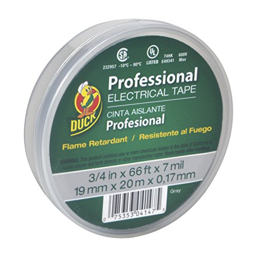 Product Cover Duck Brand 299018 Professional Grade Electrical Tape, 3/4-Inch by 66 Feet, Single Roll, Gray