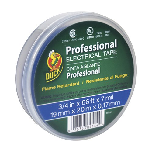 Product Cover Duck Brand 300879 Professional Grade Electrical Tape, 3/4-Inch by 66 Feet, Single Roll, Blue
