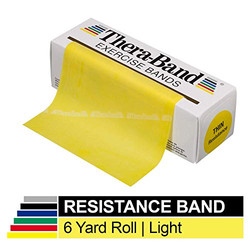 Product Cover TheraBand Resistance Bands, 6 Yard Roll Professional Latex Elastic Band For Upper Body, Lower Body, & Core Exercise, Physical Therapy, Pilates, Home Workouts, & Rehab, Yellow, Thin, Beginner Level 2