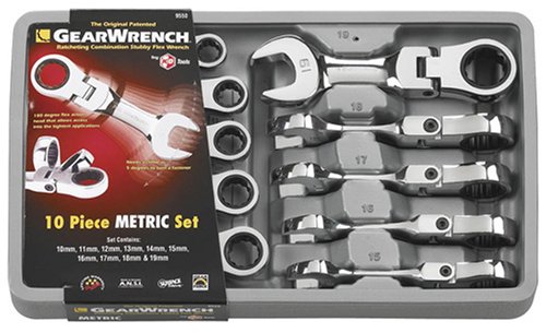Product Cover GEARWRENCH 10 Pc. 12 Point Stubby Flex Head Ratcheting Combination Metric Wrench Set - 9550