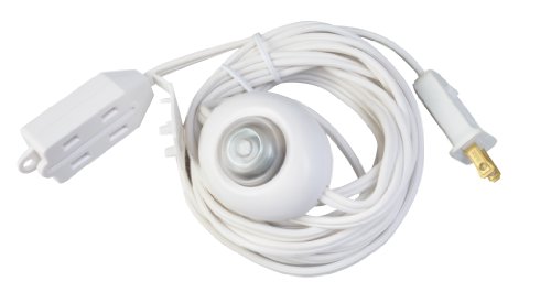 Product Cover Woods 11203W 15-Foot Switch Light Extension Cord, 3-Outlet, 18/2 SPT-2, White