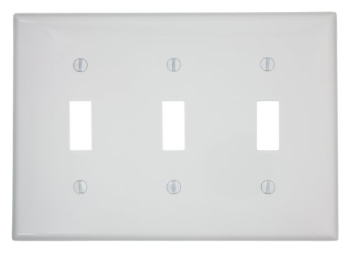 Product Cover Leviton 80711-W 3-Gang Toggle Device Switch Wallplate, White