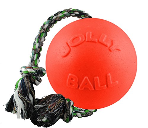 Product Cover Jolly Pets Romp-n-Roll Rope and Ball Dog Toy, 4.5 Inches/Small, Orange