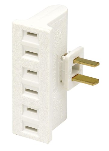 Product Cover Leviton 69-W-15 Amp, 125 Volt, Triple Outlet Swivel Adapter, White