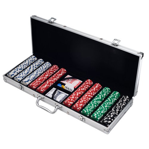 Product Cover Trademark Poker Poker Chip Set for Texas Holdem, Blackjack, Gambling with Carrying Case, Cards, Buttons and 500 Dice Style Casino Chips (11.5 Gram)