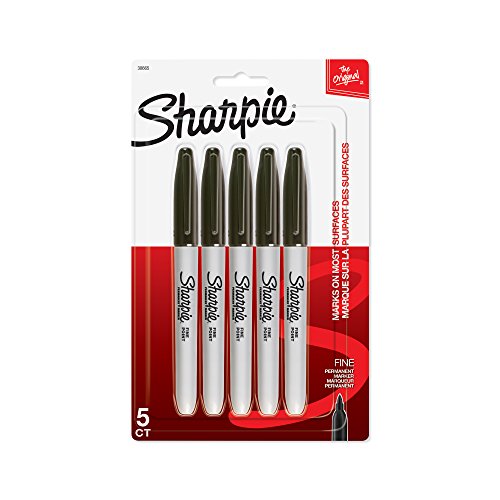 Product Cover Sharpie Permanent Marker, Fine Point, Black, Pack of 5