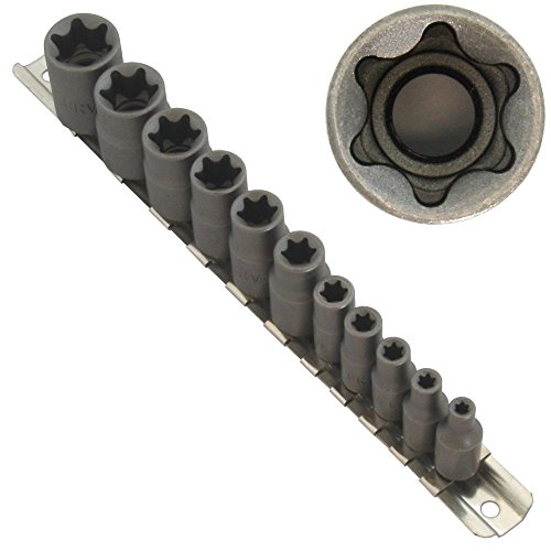 Product Cover Anytime Tools 11 pc Female E-Torx Star Socket Set with Rail E4 - E20