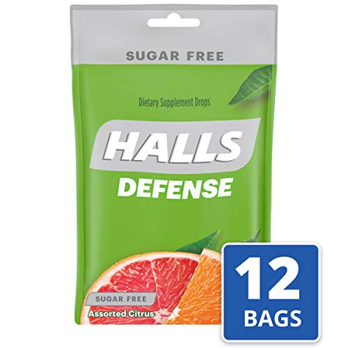 Product Cover Halls Defense Drops, Assorted Citrus, 25-Count Drops Sugar Free (Pack of 12)
