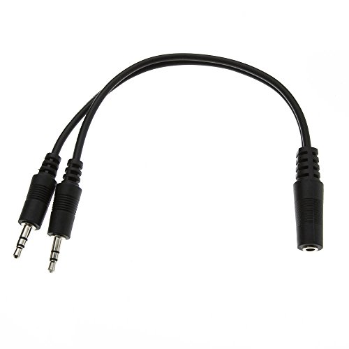 Product Cover 3.5mm Stereo Y Cable, 3.5mm Stereo Female to Dual 3.5mm Stereo Male, 6 inch