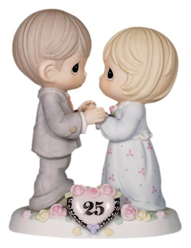 Product Cover Precious Moments, Our Love Still Sparkles in Your Eyes, 25th Anniversary, Bisque Porcelain Figurine, 115911