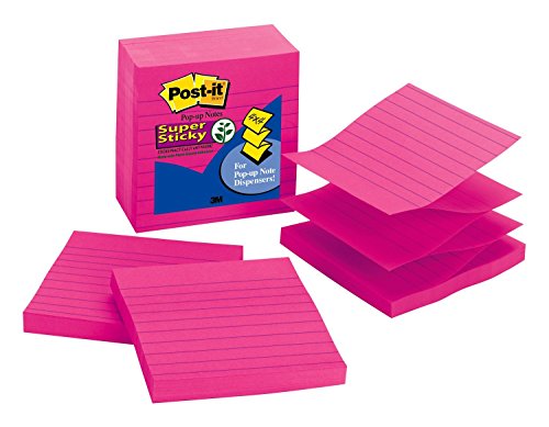 Product Cover Post-it Super Sticky Pop-up Notes, 4 x 4-Inches, Fuchsia, Lined, 5-Pads/Pack