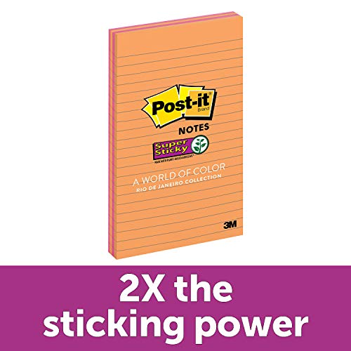 Product Cover Post-It Notes Super Sticky Pad - 5 inch x 8 Inch, Pack of 4, Ultra Color