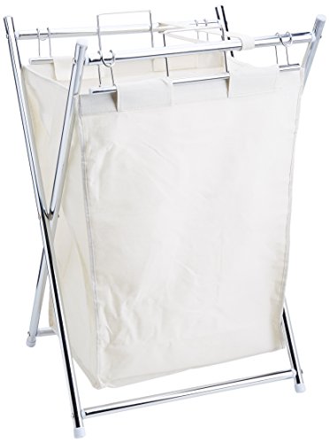 Product Cover Organize It All Collapsible Chrome Laundry Hamper with Removable Canvas Liner