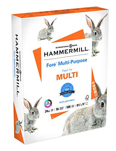 Product Cover Hammermill Paper, Fore Multipurpose Paper, 8.5 x 11 Paper, Letter Size, 24lb Paper, 96 Bright, 1 Ream / 500 Sheets (103283R) Acid Free Paper